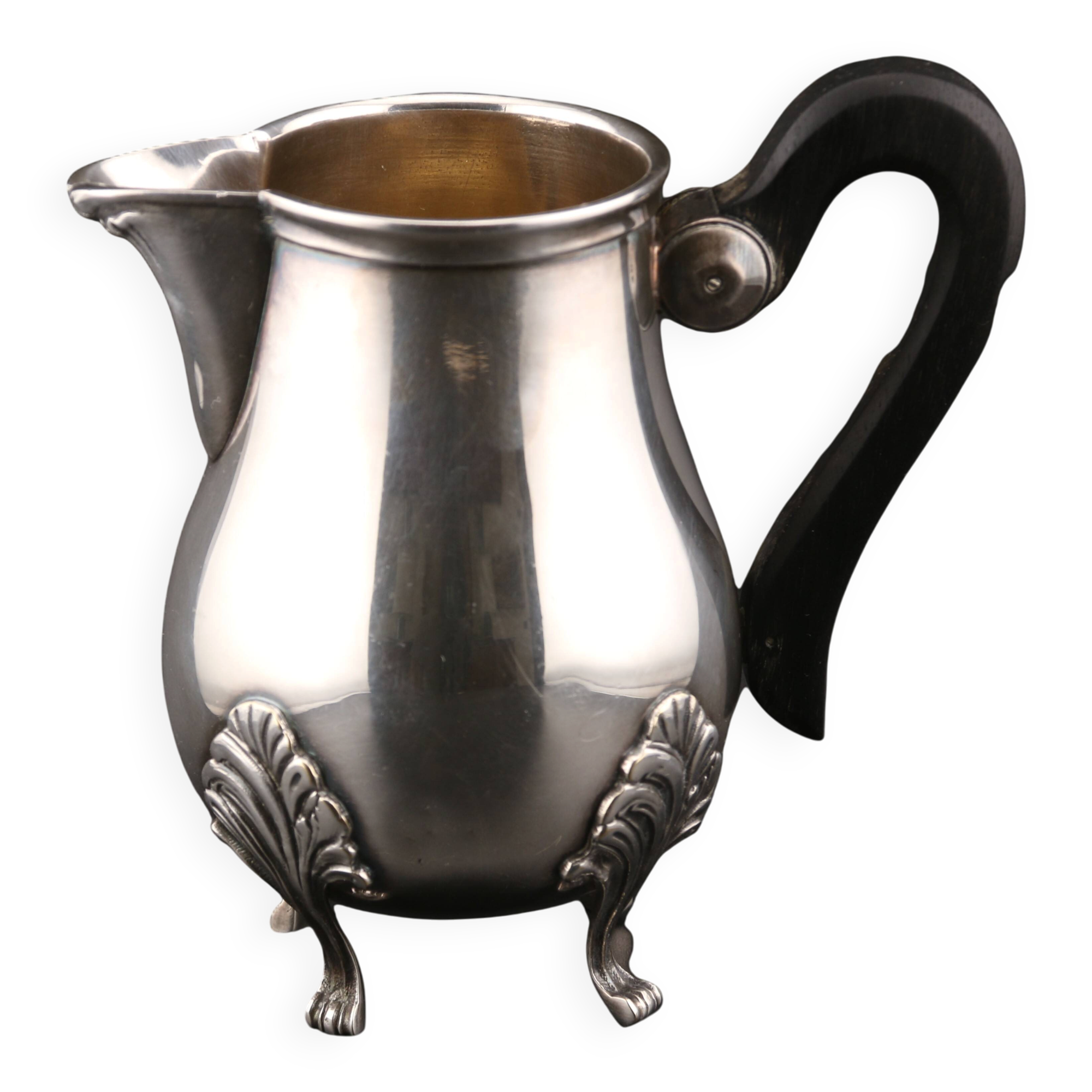 Pot à lait Quadripode Vintage en Métal Argenté, Poinçon J. NOE