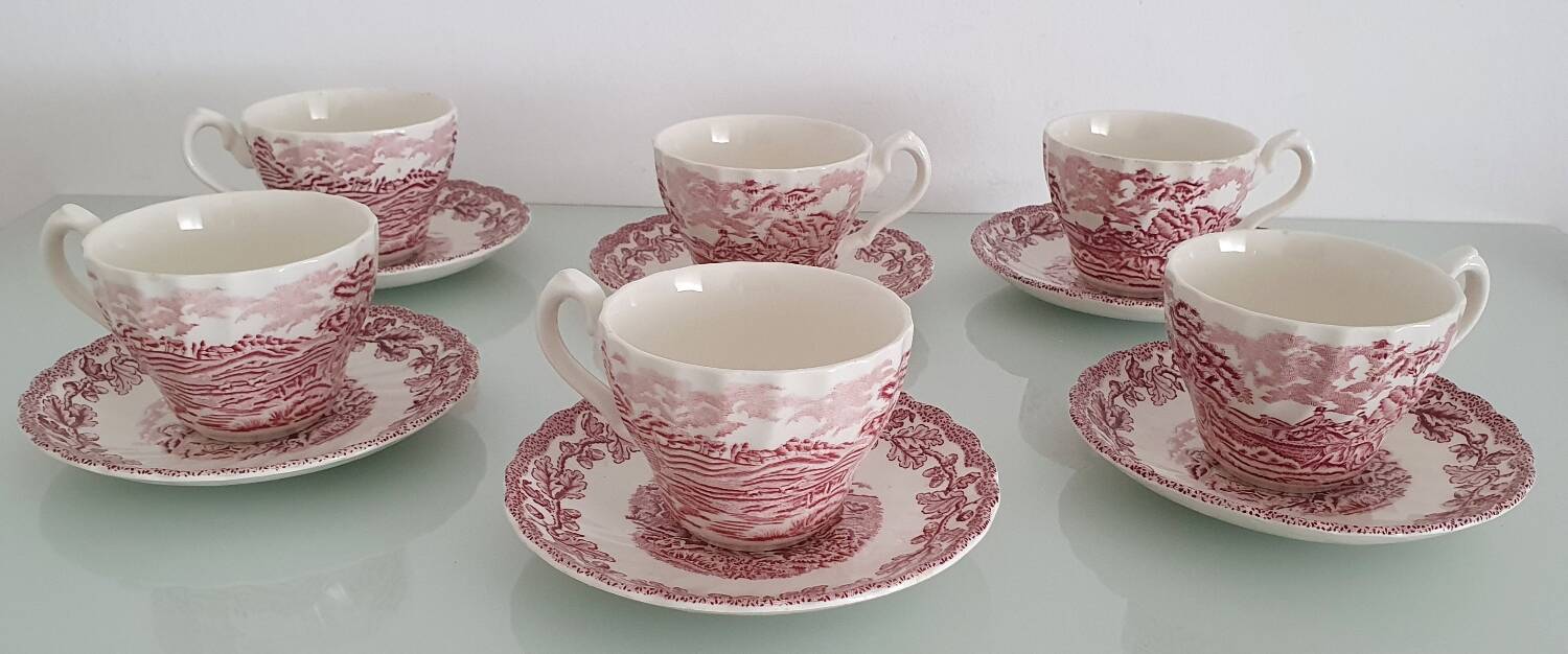 Myotts Country Life Set of 6 Cups and Saucers - England