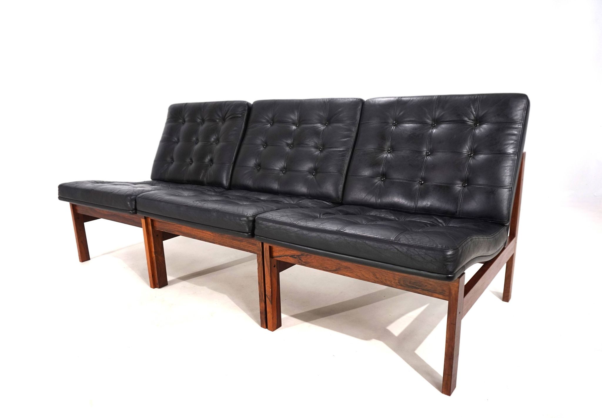France & Son Set of 3 Modular Leather Armchairs by O. Gjerløv-Knudsen/T. Li