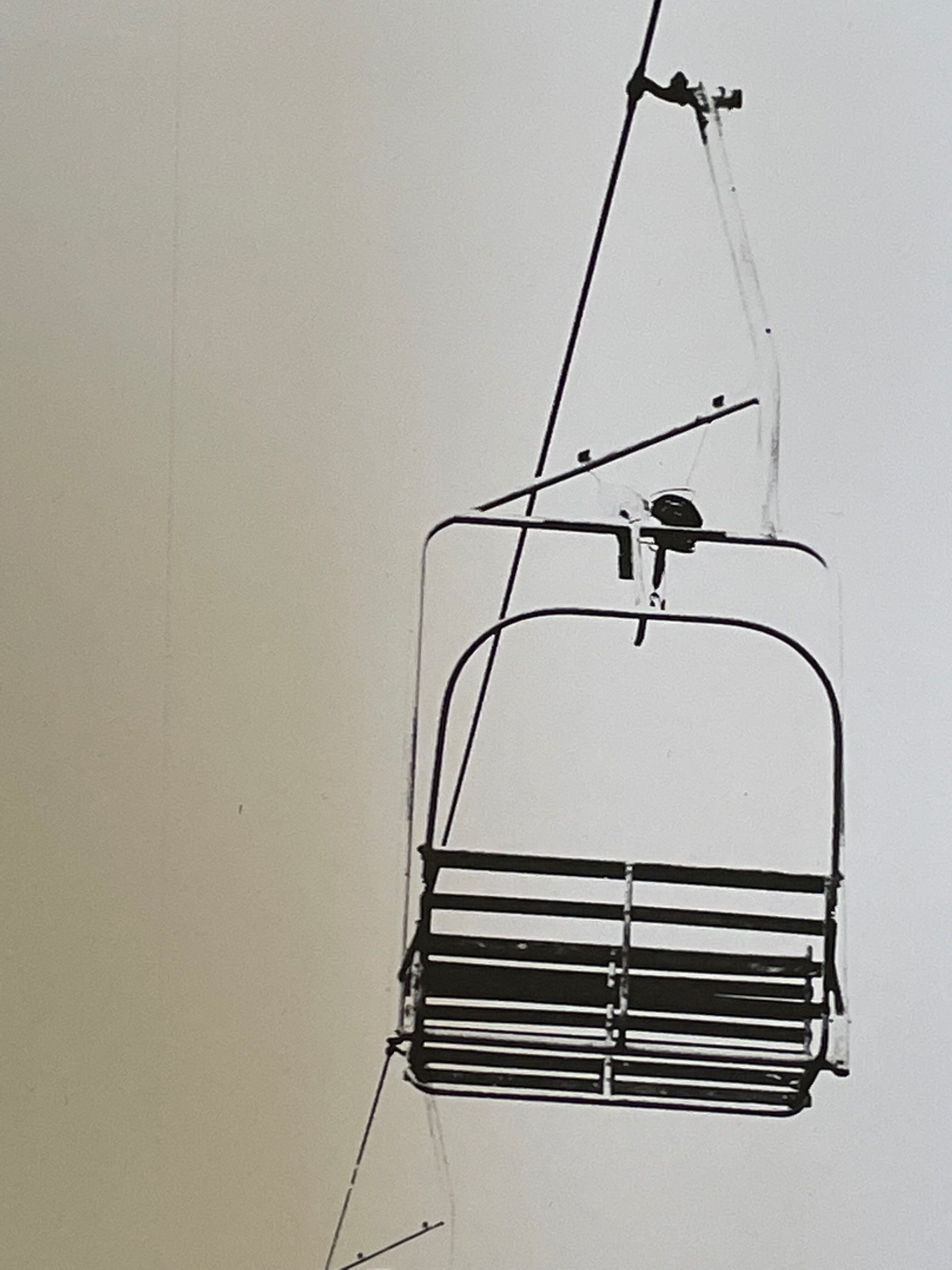Photograph black and white silver print circa 1970 chairlift