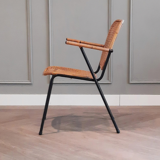 1950s chair in black metal and braided rattan