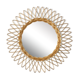 Mirror sun in braided rattan 1960, 46cm