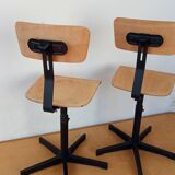 Pair of high workshop bar chairs