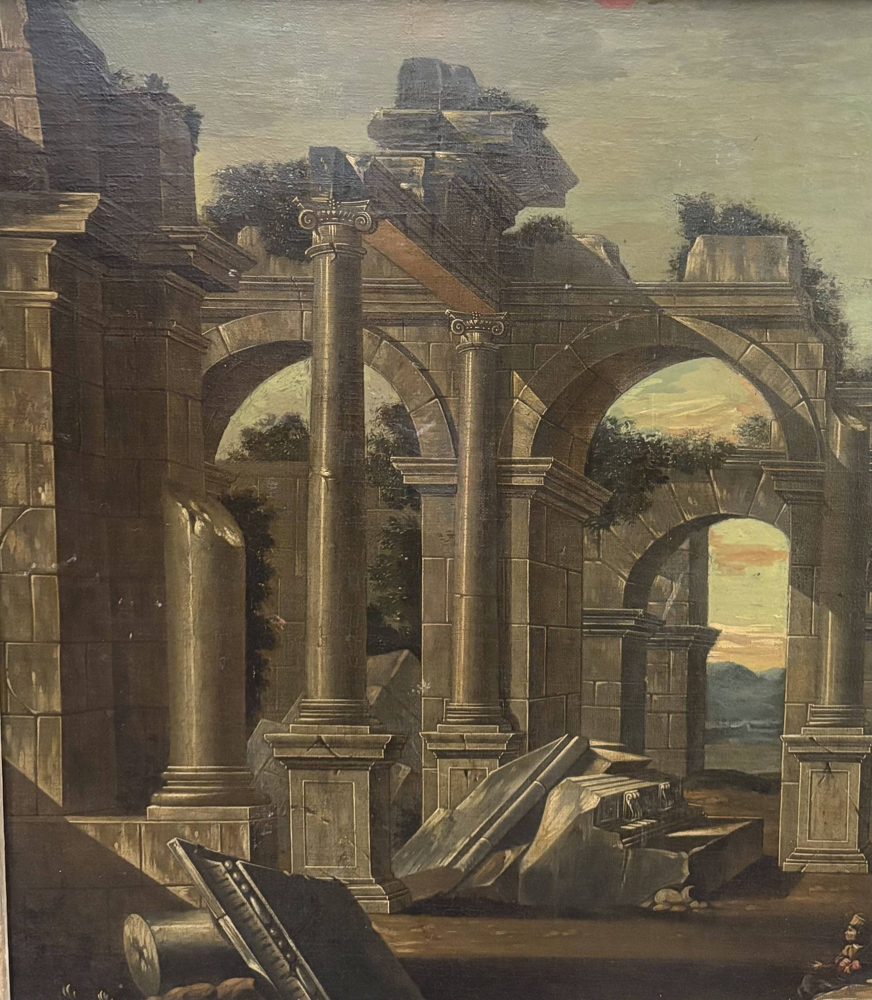 Italian School 18th century Ruins antiques landscape oil on canvas