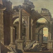 Italian School 18th century Ruins antiques landscape oil on canvas