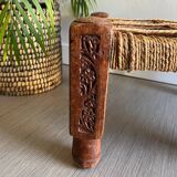 Charpoy stool in wood and rope