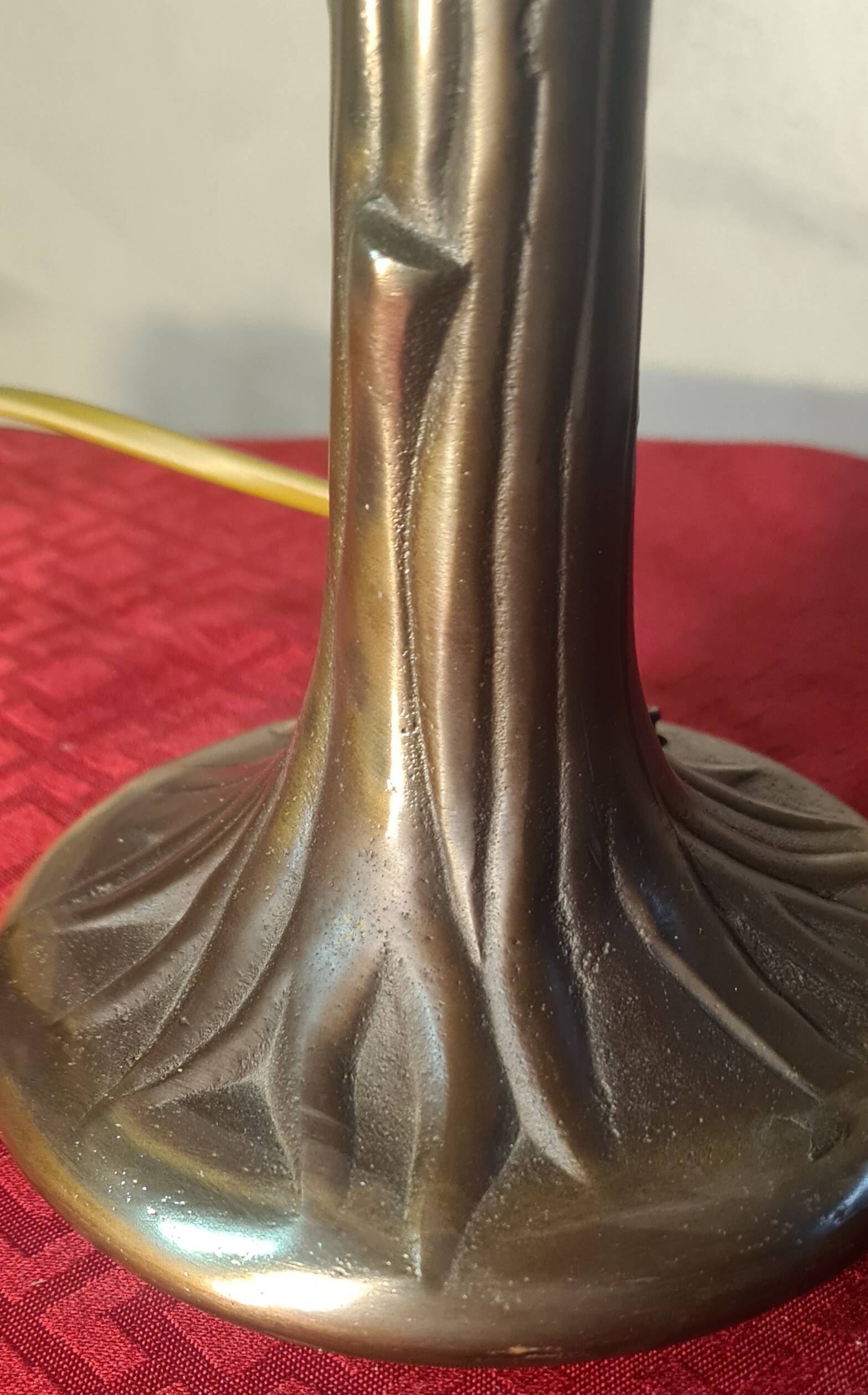 lampe bronze abat jour pate de verre signé eross de france nancy 40x16