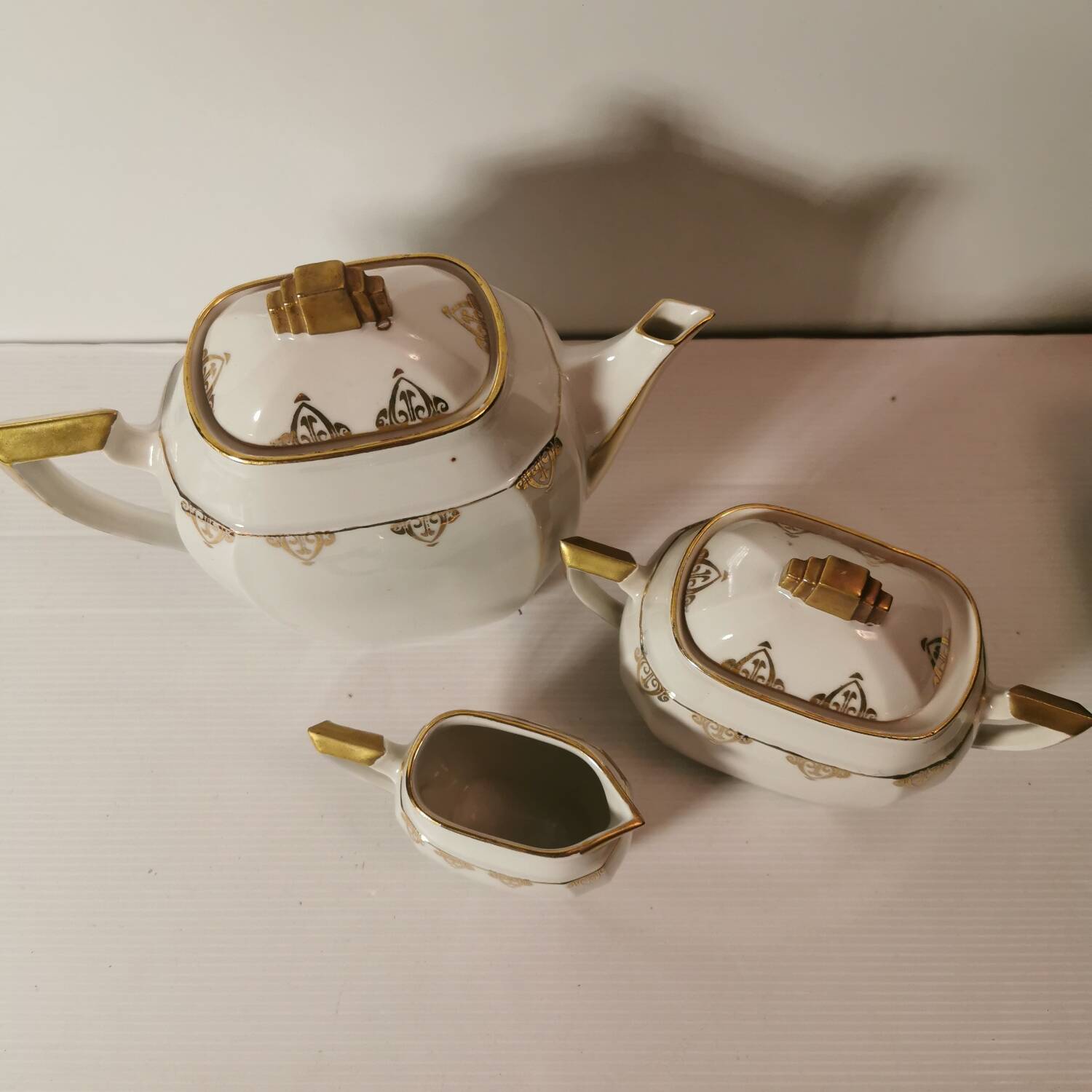Ms france coffee service art deco style white and gold