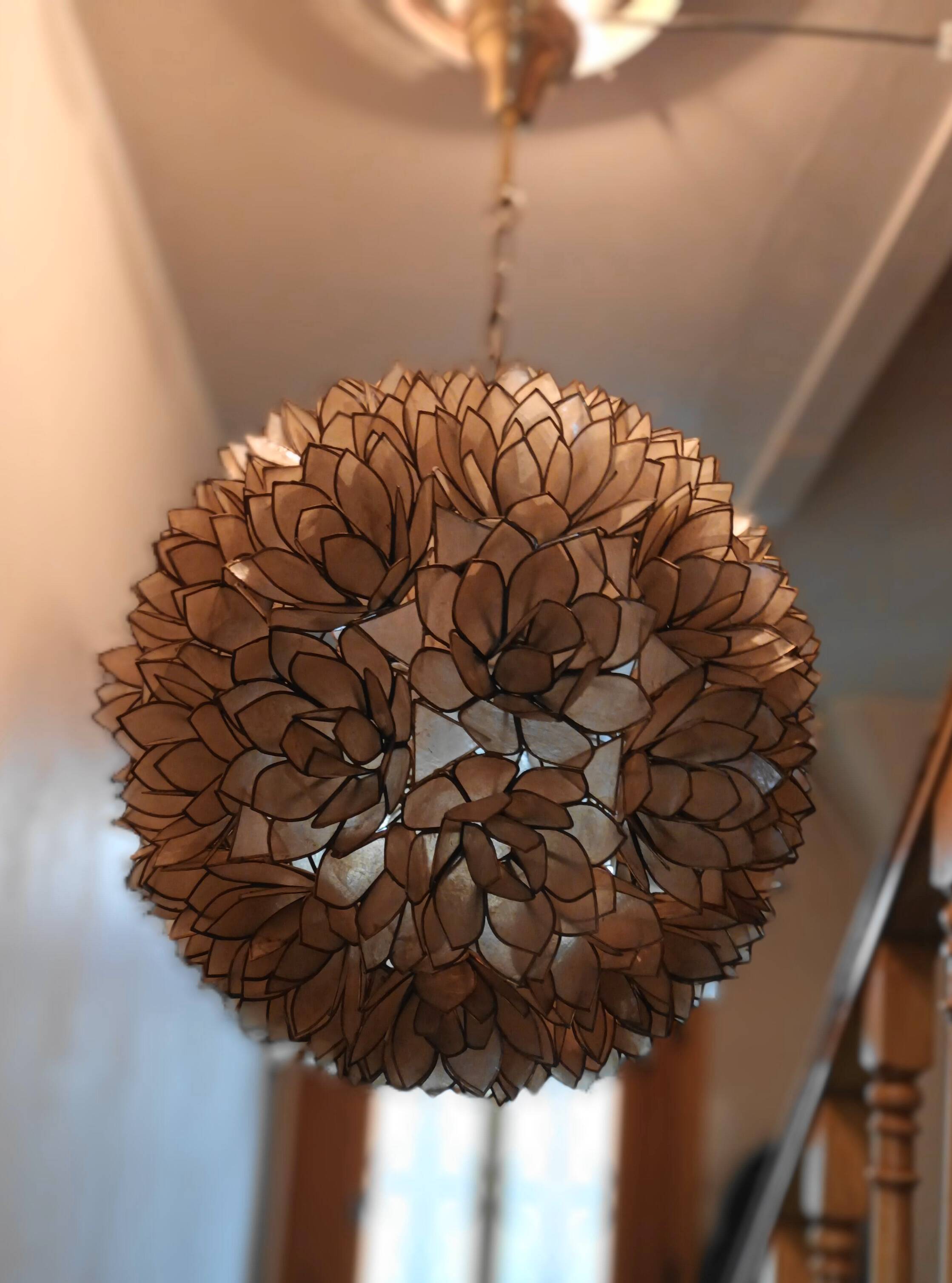 Capiz mother-of-pearl chandelier for Rausch, 1960s