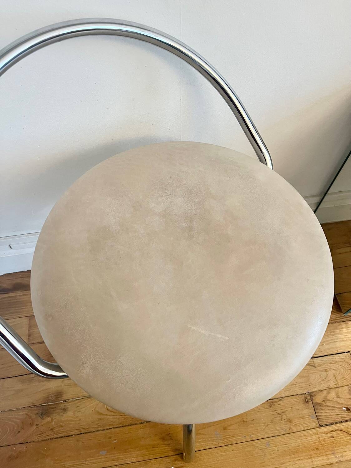 Vintage chrome metal swivel chair