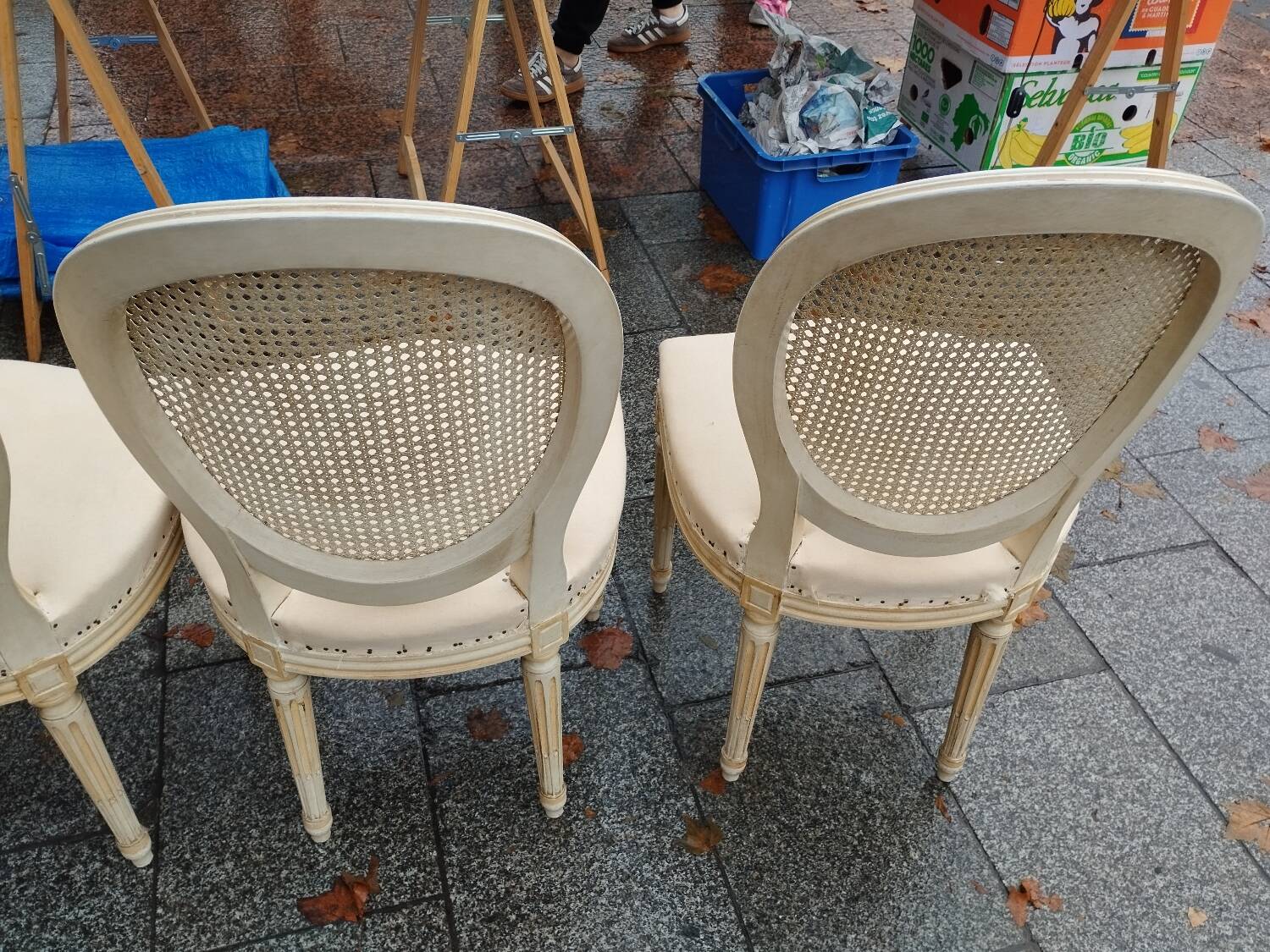 Beautiful set of six antique Louis XVI style chairs