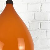 Scandinavian drop pendant light in orange, opaline and teak glass, 1960