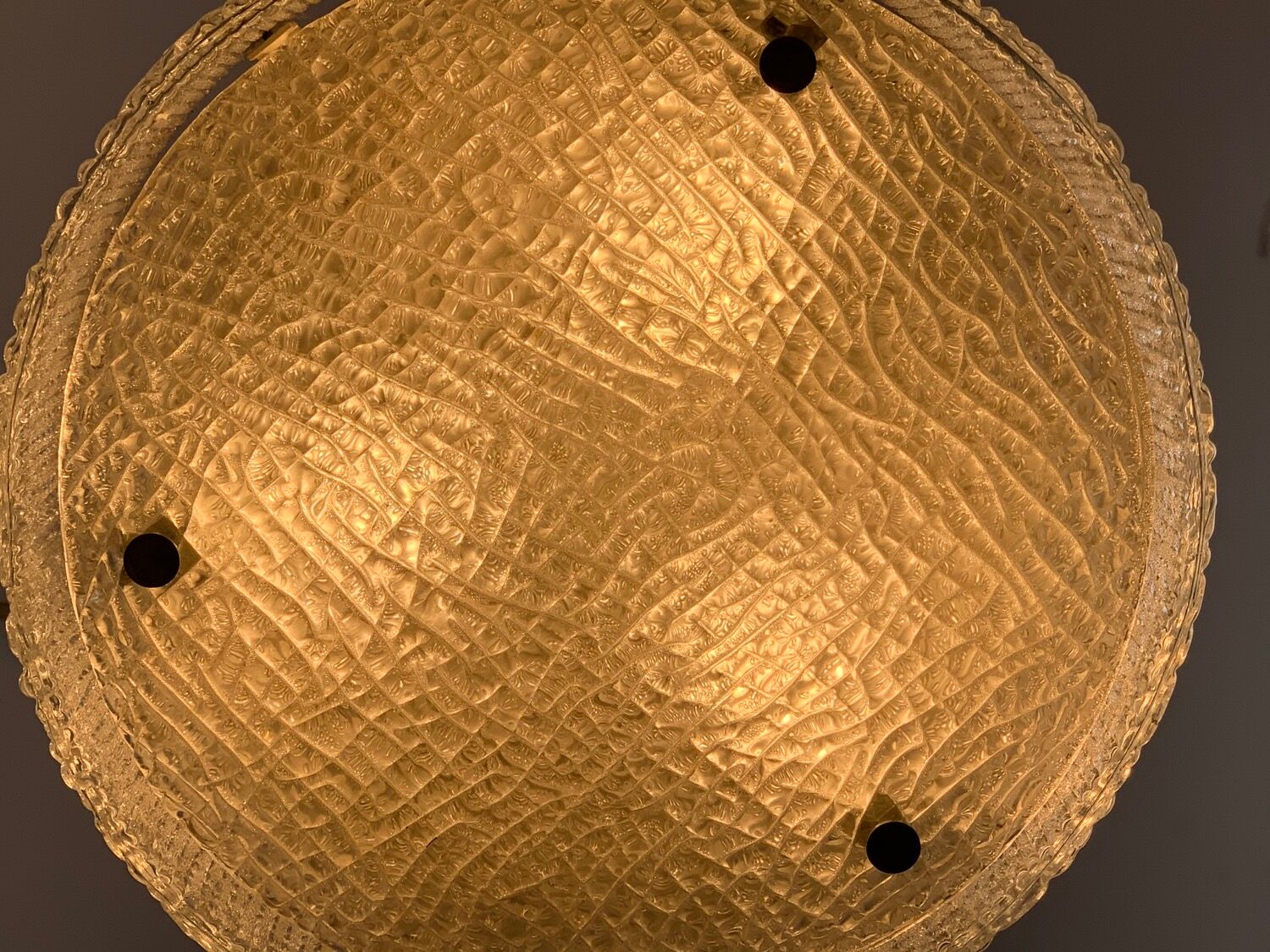 Suspension en verre texturé du Kaiser Leuchten allemand, années 1960