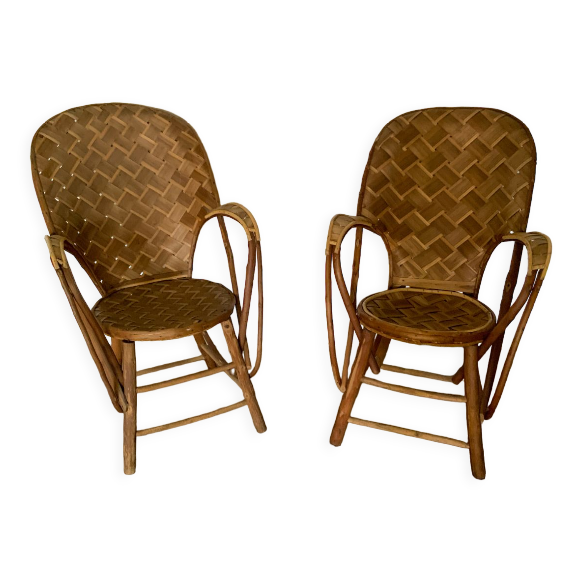 Pair of chestnut armchairs