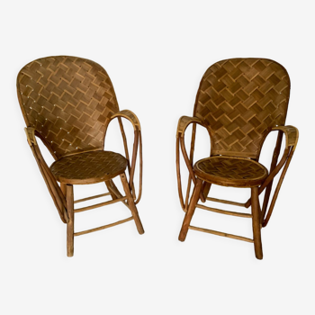 Pair of chestnut armchairs