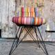 Chair Design Black Metal Base + Multicoloured Fabric Cushion Seat