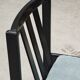 Set of 4 modernist black chairs with light blue ribbed fabric