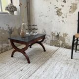 Empire style marble and mahogany coffee table