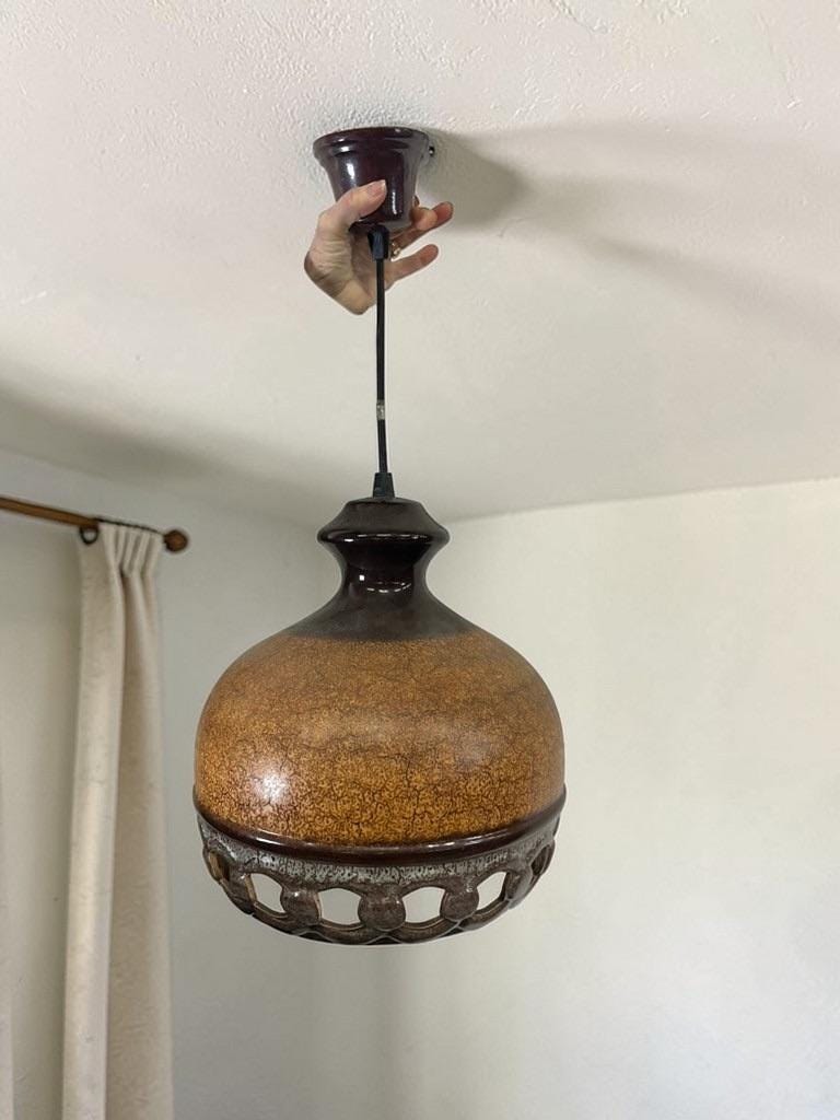 Vintage brown ceramic fat lava suspension