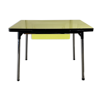 Yellow formica table with extensions 50s