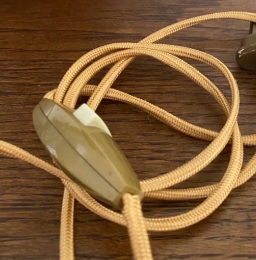 Wooden lamp, 2 M fabric cable, cotton lampshade