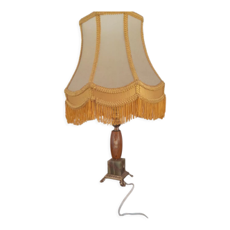 Lampe à poser et son abat jour à frange vintage