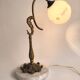 French Art Nouveau bronze and marble lamp