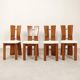 70's brutalist dining chairs in oak with bouclé fabric