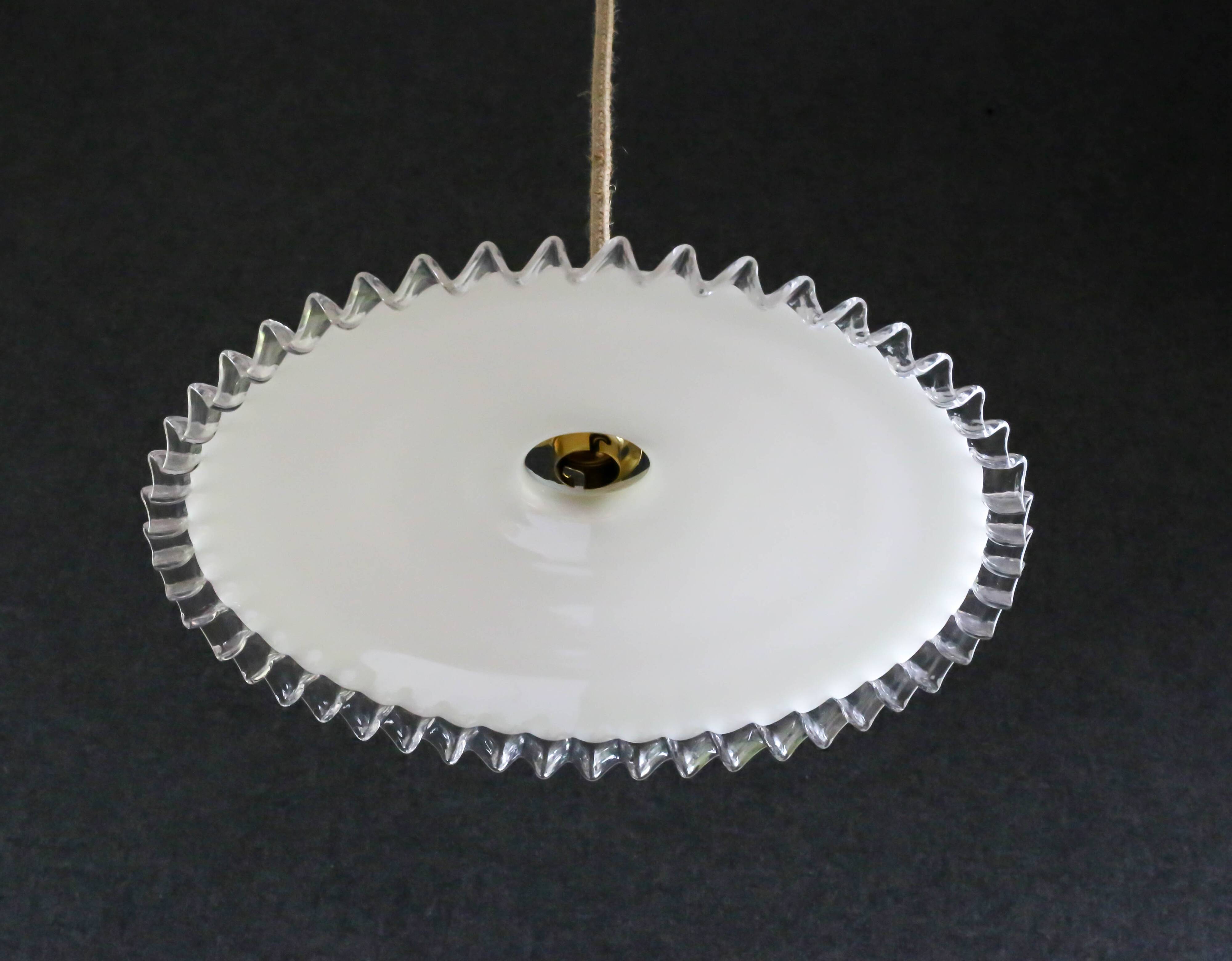 pendant light in antique glass - opaline - white - new socket and cable