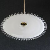 pendant light in antique glass - opaline - white - new socket and cable