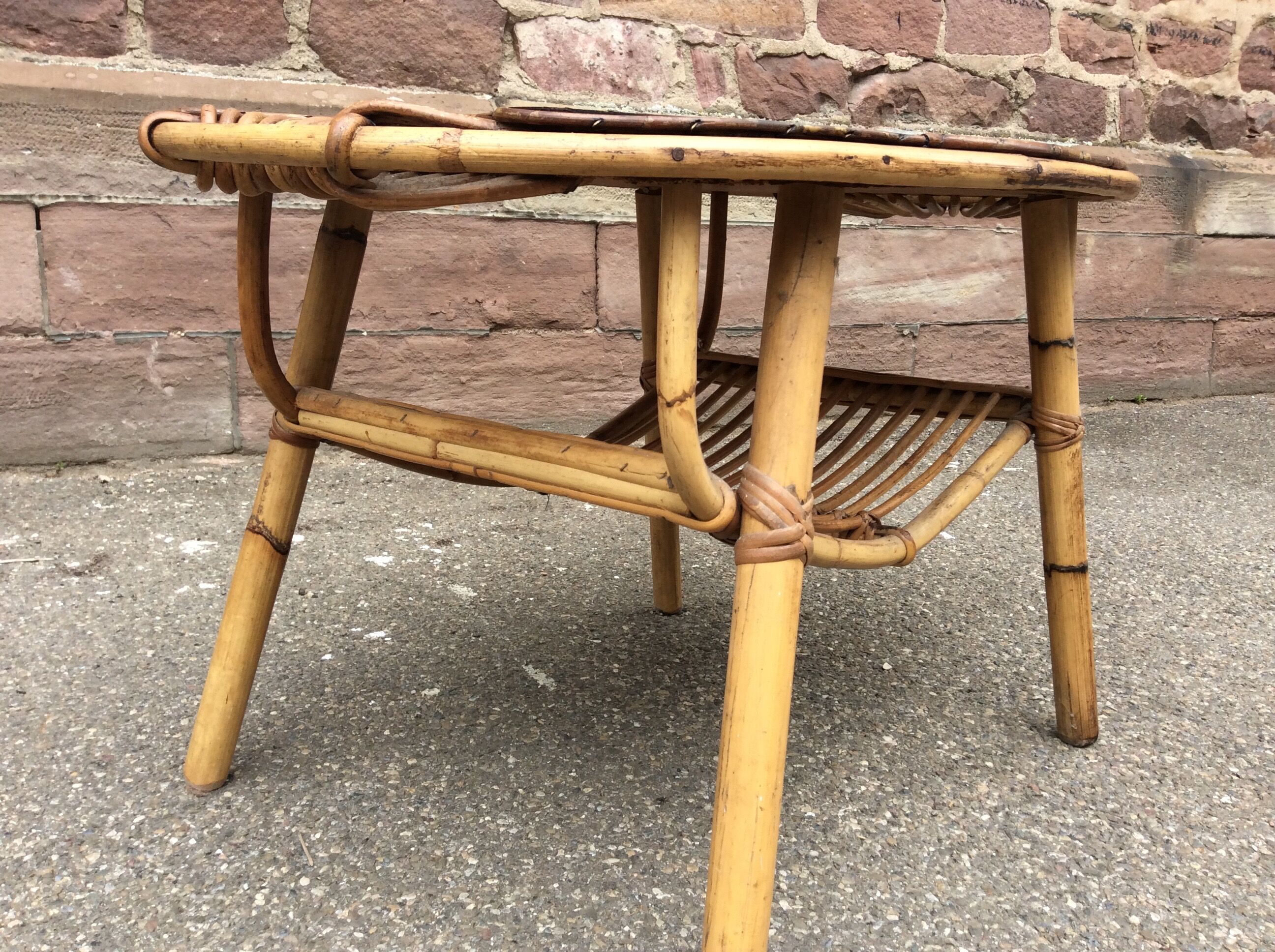 Rattan and bamboo coffee table 1960