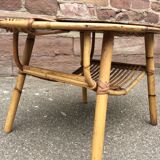 Rattan and bamboo coffee table 1960