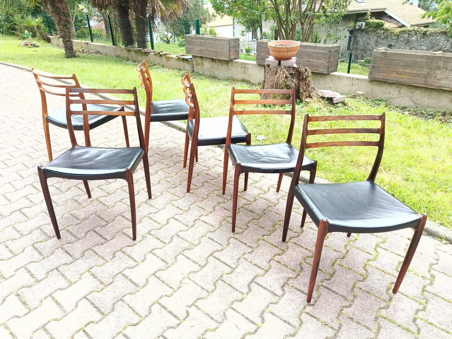 6 chaises Niels Otto Moller no78 en palissandre et cuir