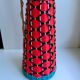Scoubidou bottle with orange and blue and yellow brass handle 70s