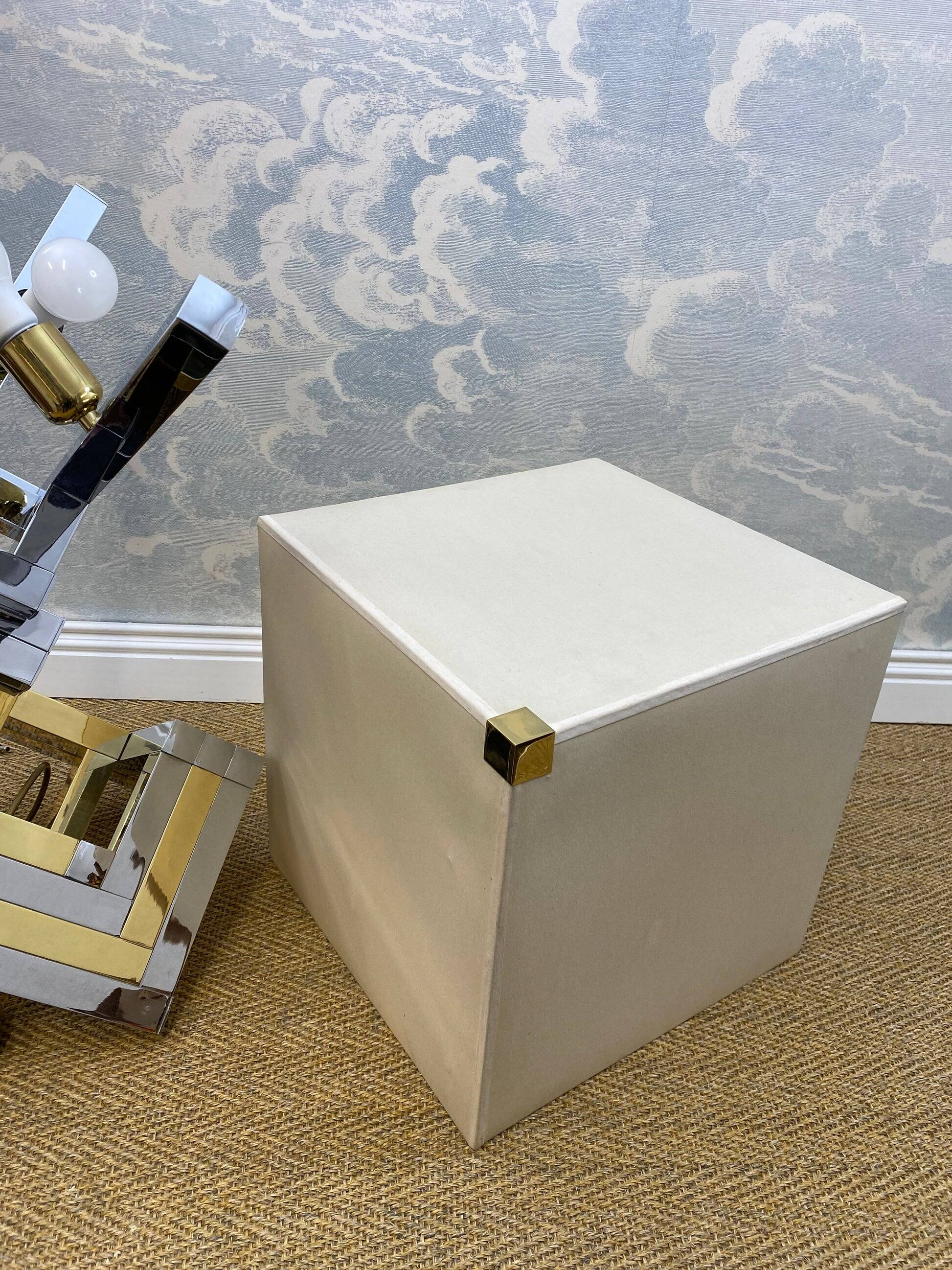 XXL two-tone table lamp in chrome and brass in the style of Willy Rizzo / Romeo Rega.