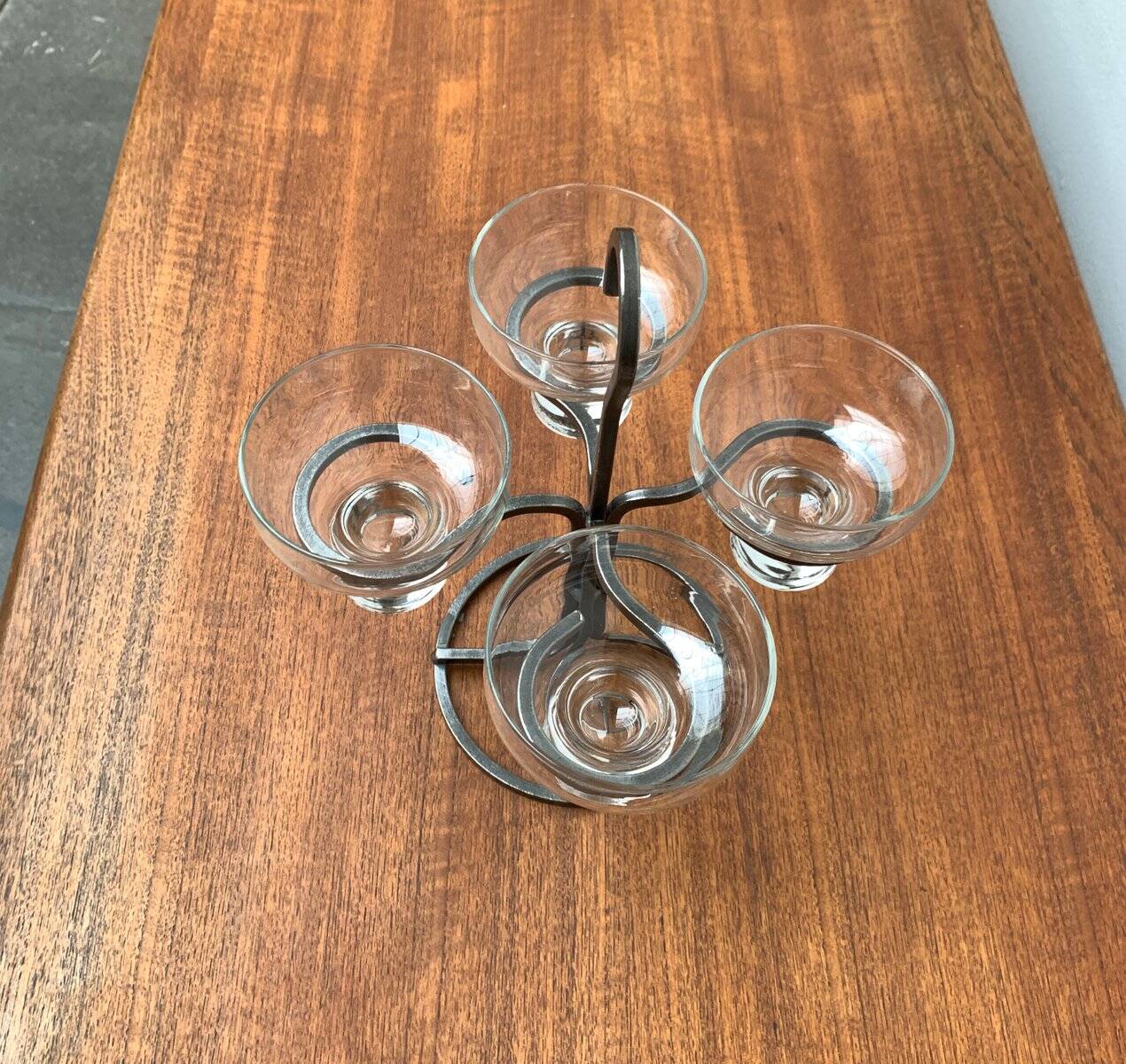 Danish metal and glass candlestick, 1960s