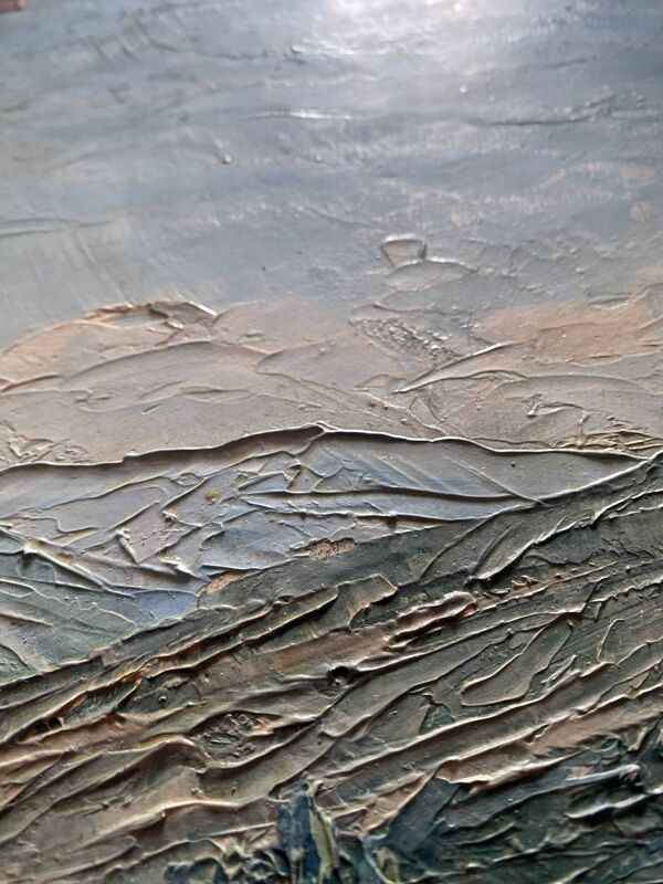 Tableau hsp ''vue de mirmande'' drôme, village et vigne signé raymond rigal