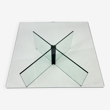 Table basse en verre postmoderne, années 1980