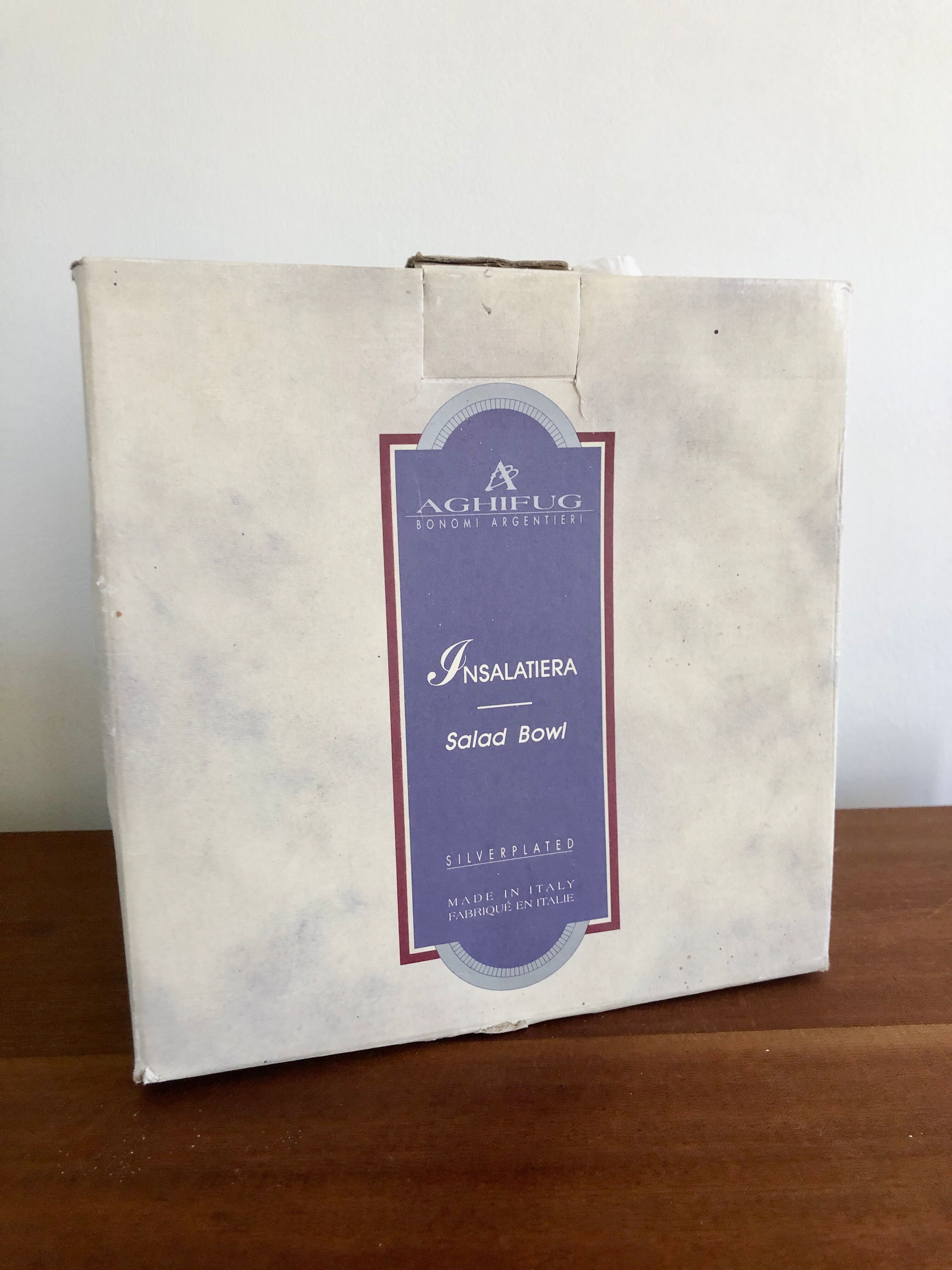 Italian salad bowl crystal silver 1970