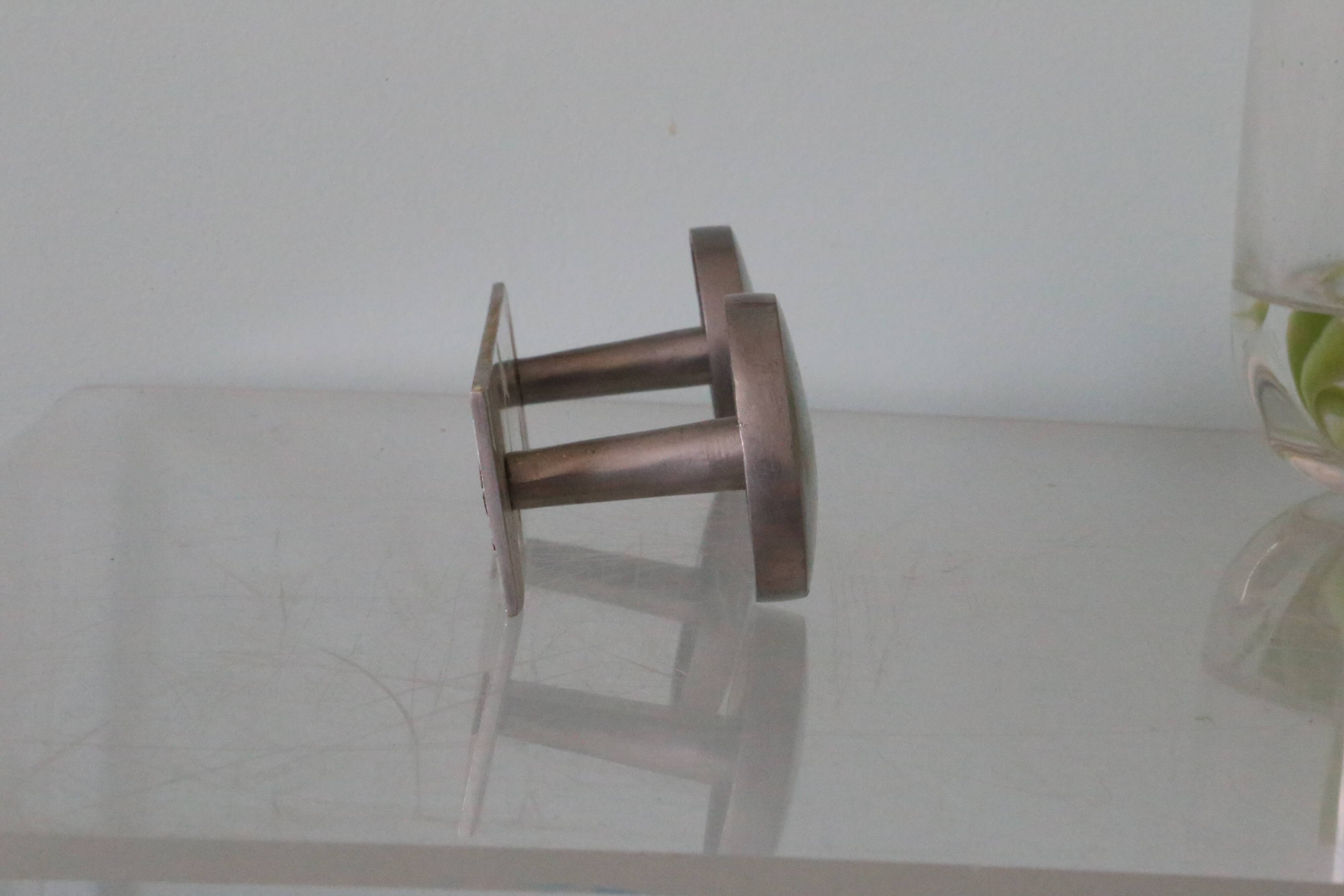 Brushed aluminum wall coat rack, vintage