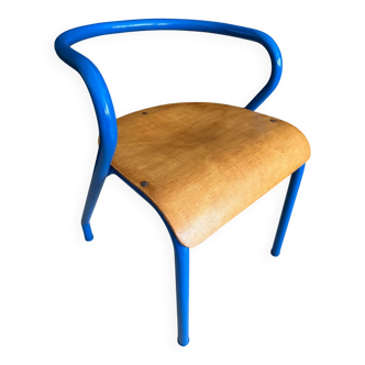Chaise écolier enfant Hitier bleue vintage