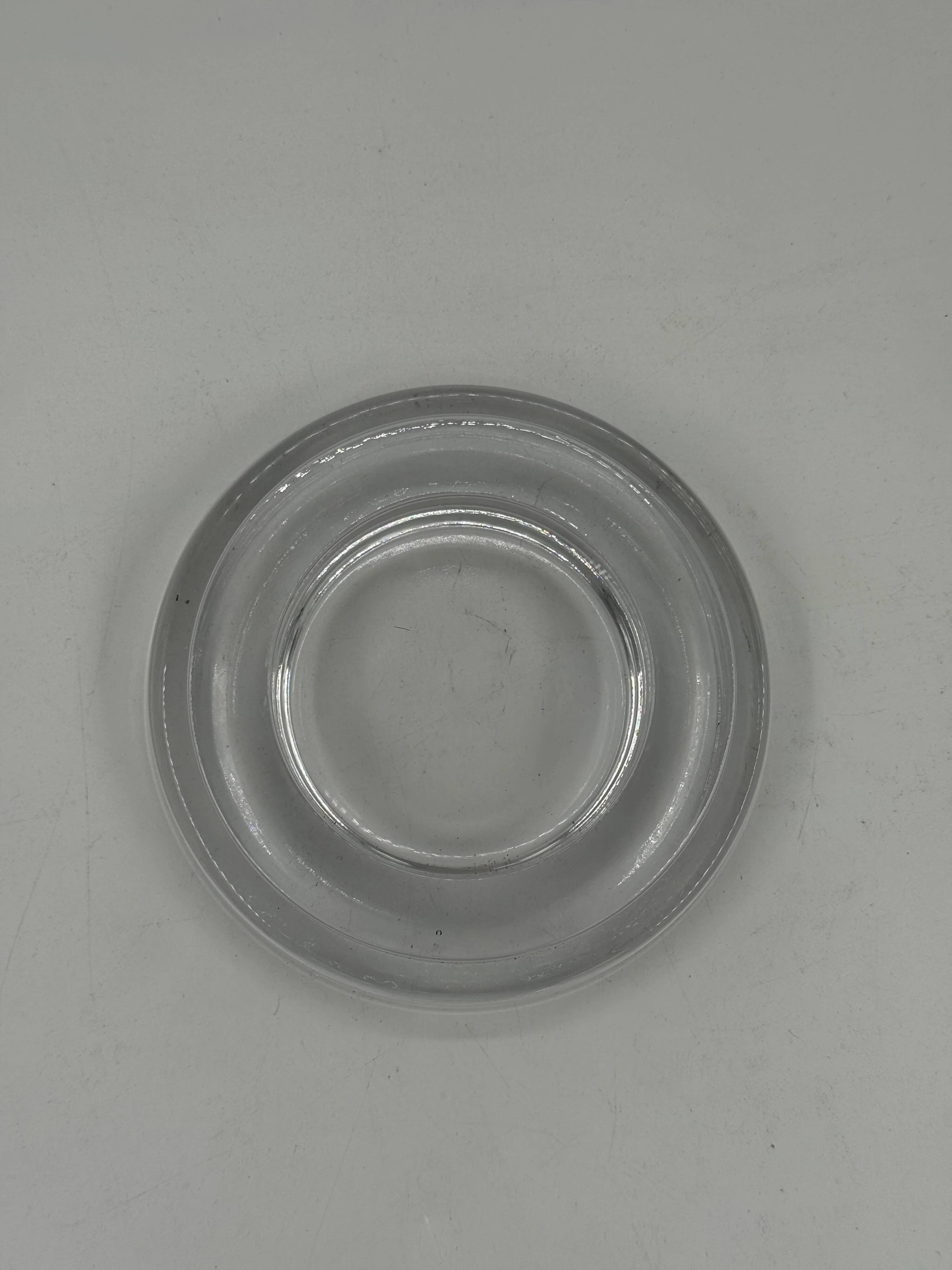 Vintage transparent glass catchall, stepped design.