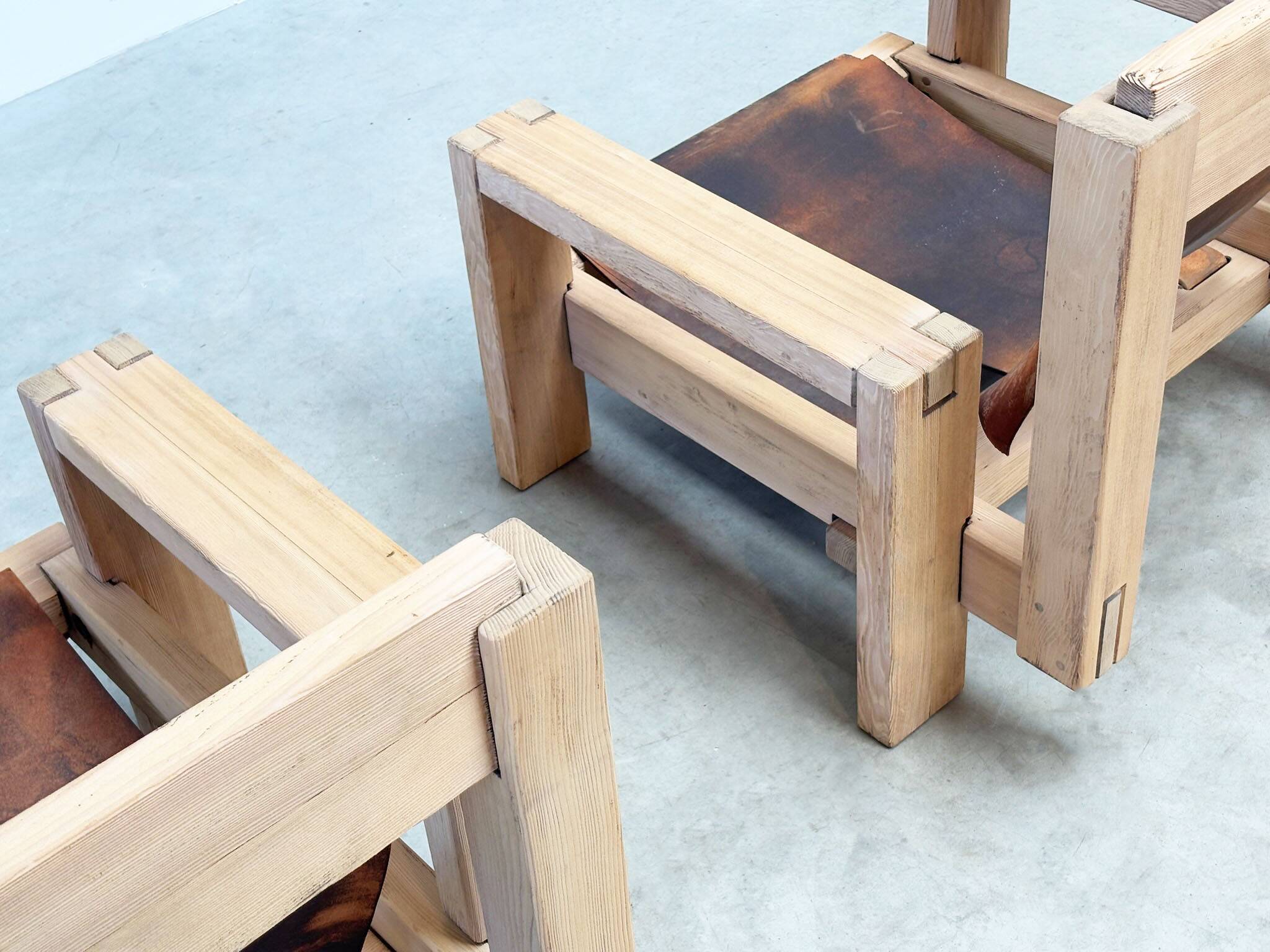 Set of two brutalist lounge chairs