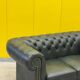 Vintage Green Leather Chesterfield Sofa: Two Seater