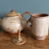 Tea or coffee service in Puisaye stoneware, signed Jean-Pierre Prud’homme