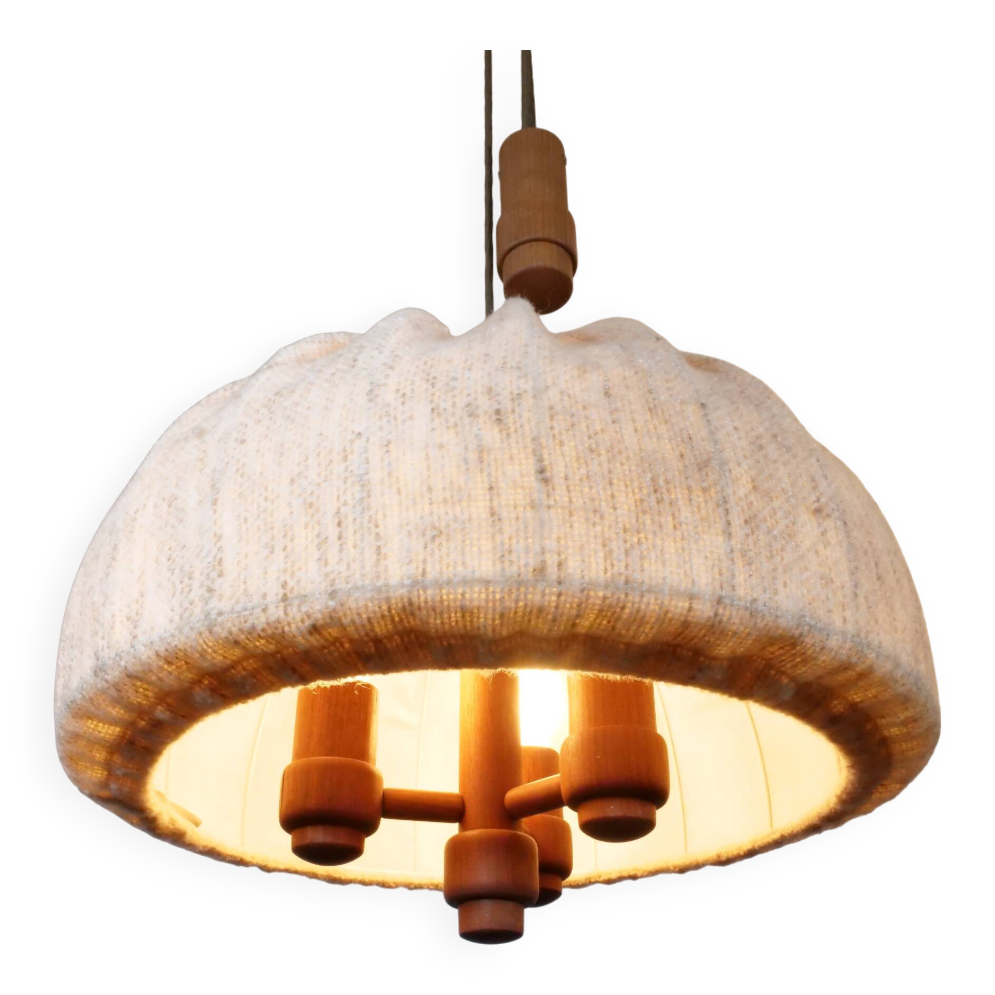 Teak Pull Pendant Ceiling Lamp Domus 1960s