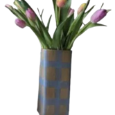 Vase à carreaux bleu