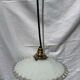 White opaline wavy suspension brass claw vintage lampshade