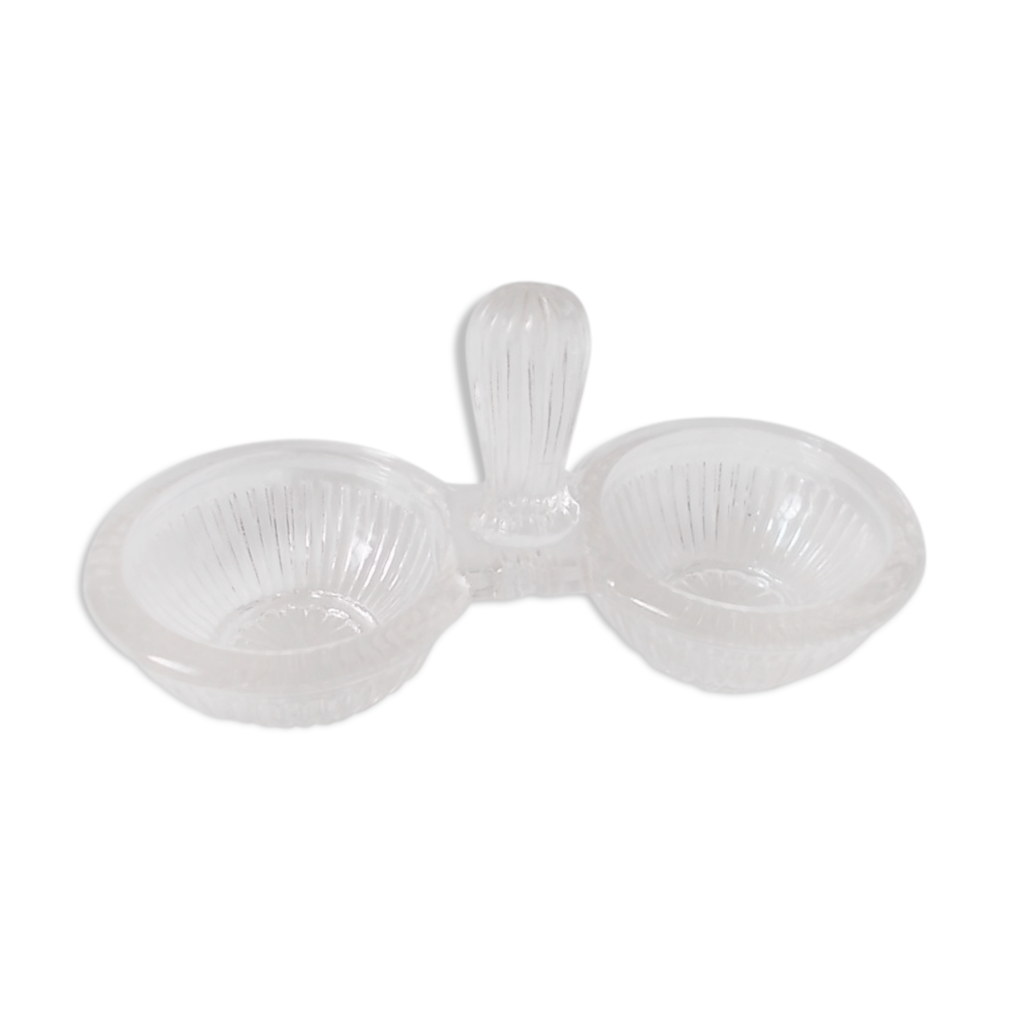 salt pepper trays round molded glass