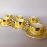 6 Gien "Sun" coffee cups